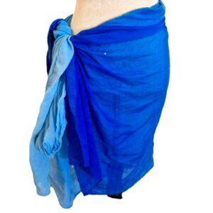 Swarovski RARE LE Blue Ombre w/Clear Crystal Sarong Cover Up Wrap One Size